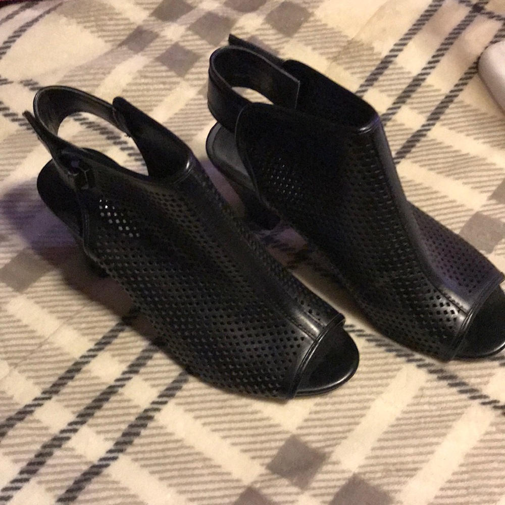 Merona black open toe booties